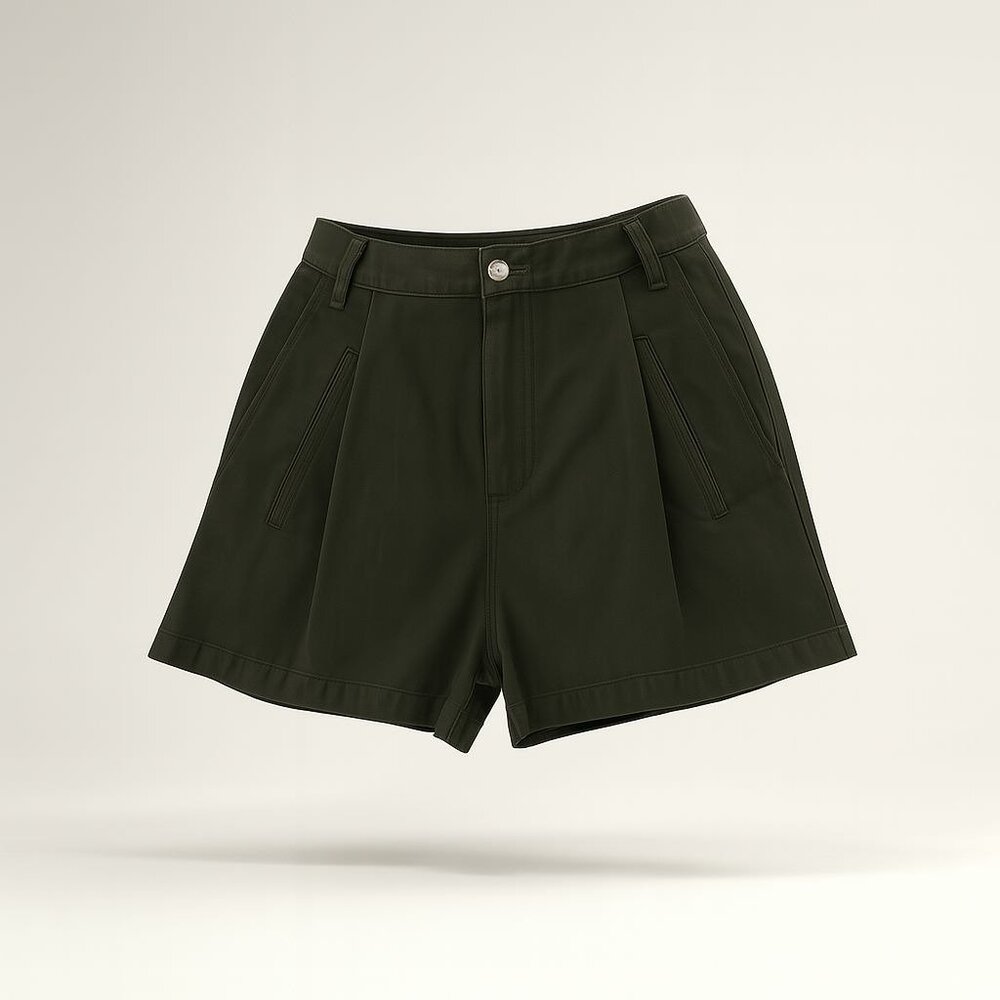 Etica Max Pleated Short Women's Size 30 Seaweed Green Eco-Friendly Cotton Blend